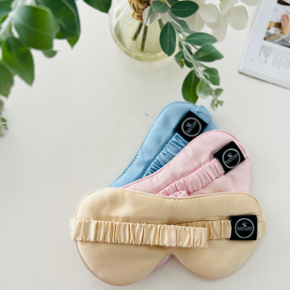pink and blue natural silk eye masks
