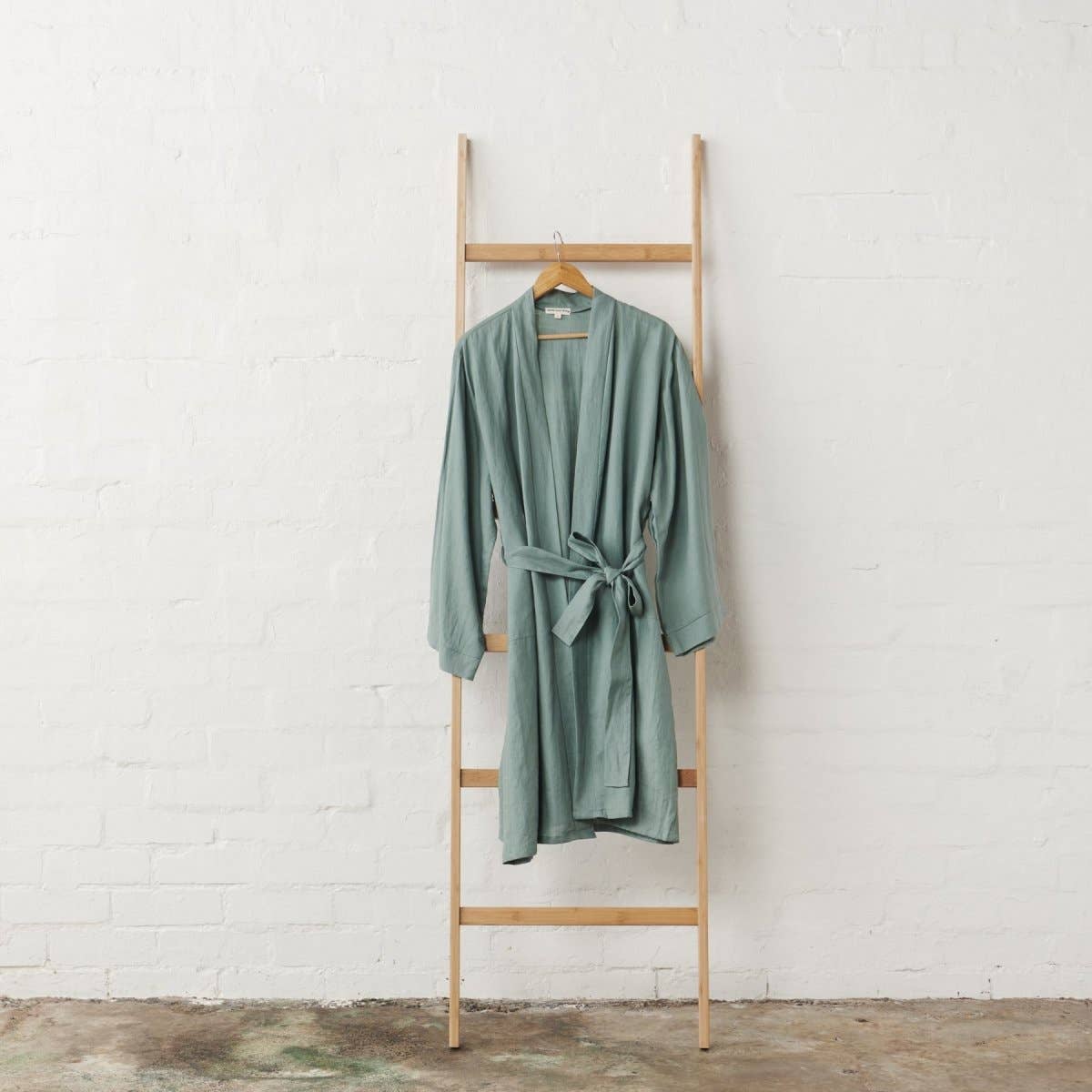 Linen Bathrobe - Sage Green