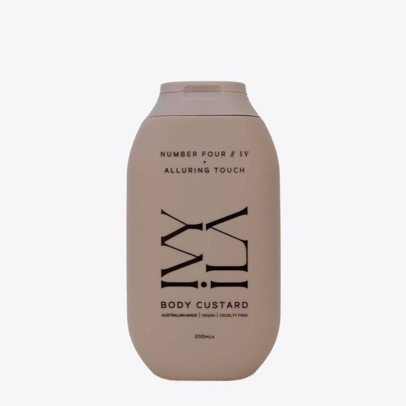 Body custard bottle labeled 'Number Four' on a white background