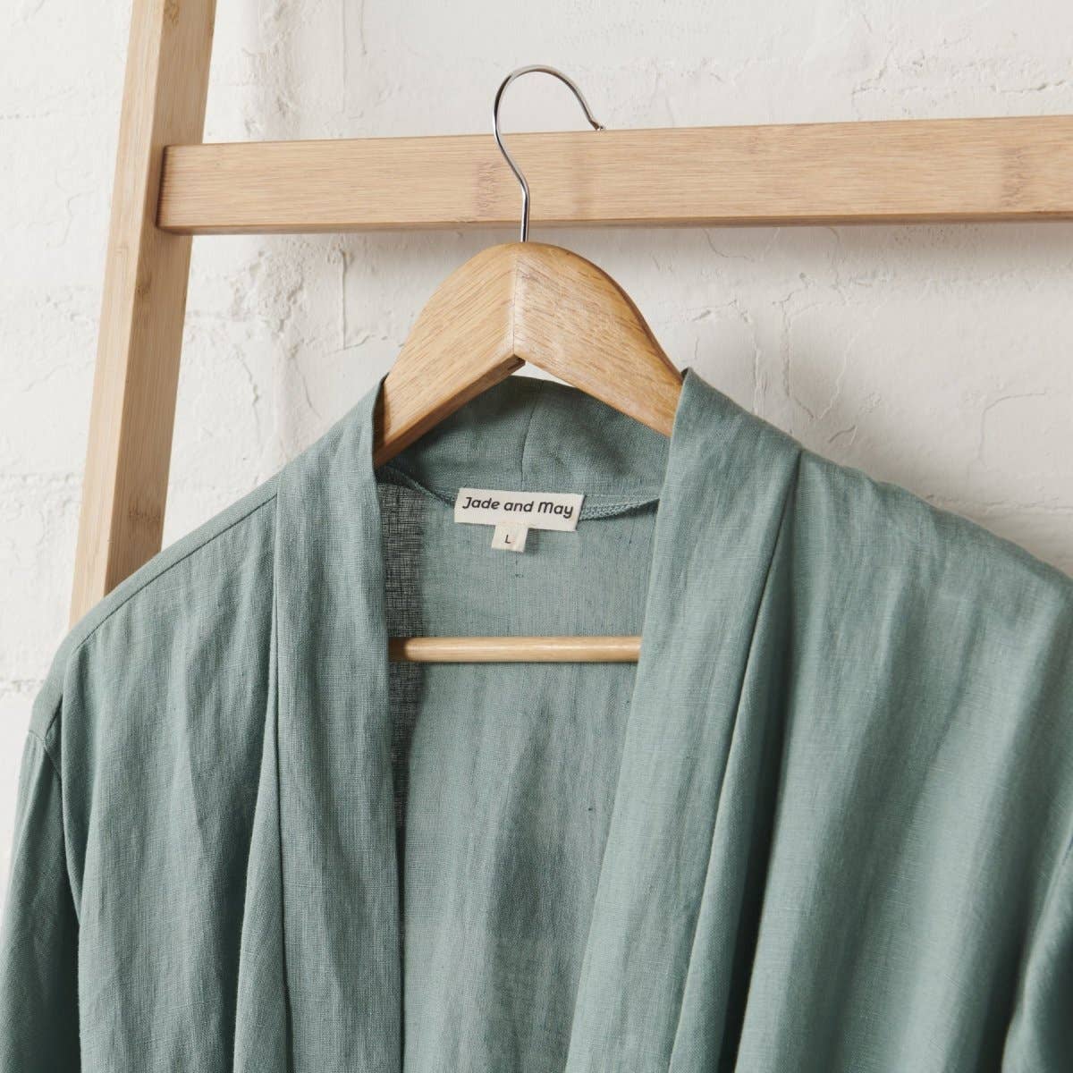 Linen Bathrobe - Sage Green